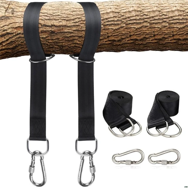 Swing Rope Tree Hanging Straps Kit Hammocks Hooks For Swings Carry Pouch Easy Installation With Safer Lock Snap Carabiner 4
