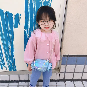 

2020 Fashion Trend Little Girls Candy Shape Crossbody Purse Glitter Small Shoulder Bag PU Leather Handbag for Travel Party