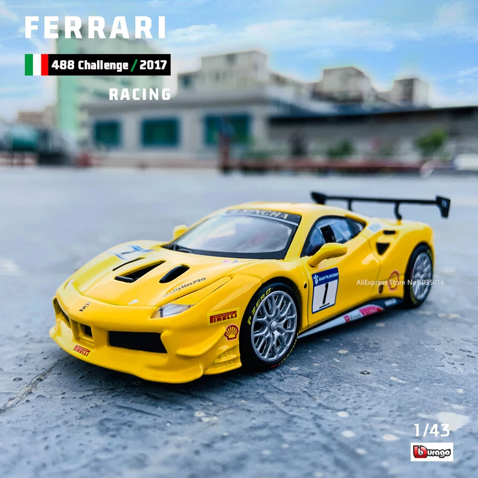 Bburago 1:43 Hardcover Edition Ferrari 488 CHALLENGE racing