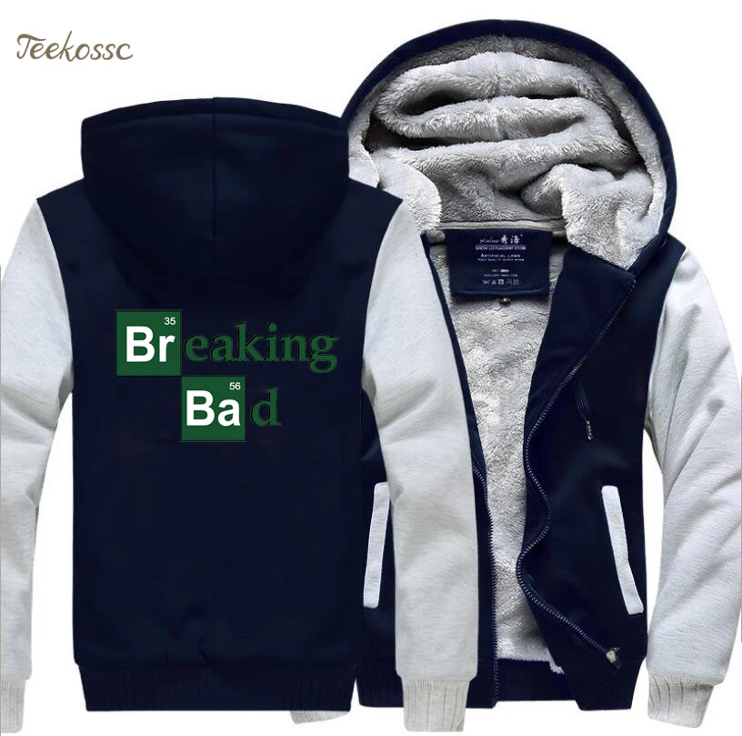 Breaking Bad свитшот с Хайзенбергом, худи для мужчин,, хит, зима, на молнии, с капюшоном, флис, повседневная мужская Толстая Толстовка с капюшоном, мужской размера плюс 5XL