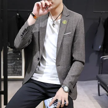 

Suit Men Coat Top Youth Slim Fit Season Business Leisure Positive Pack Single West Small Suit Male