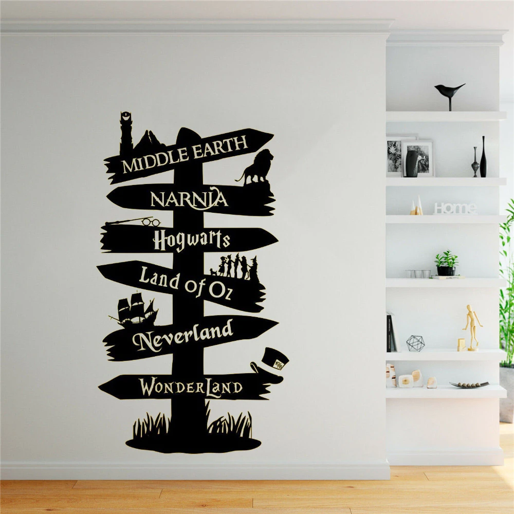 Wall Decal Vinyl Sticker Storybook Signpost Fandom Narnia Typography Door  Murals|Wall Stickers| - AliExpress