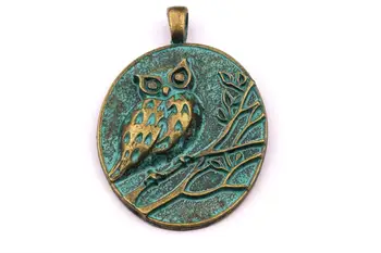 

Faux Patina Pendant - Owl Shaped - Alloy Charms - Zinc Alloy Beads - 5PCS/LOT - Jewelry Supplies - 55x45x3.5mm - ZZ1023