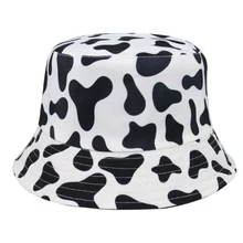 

1PC New Fashion Reversible Black White Cow Pattern Bucket Hats Fisherman Caps For Women Gorras Summer Travel Panama