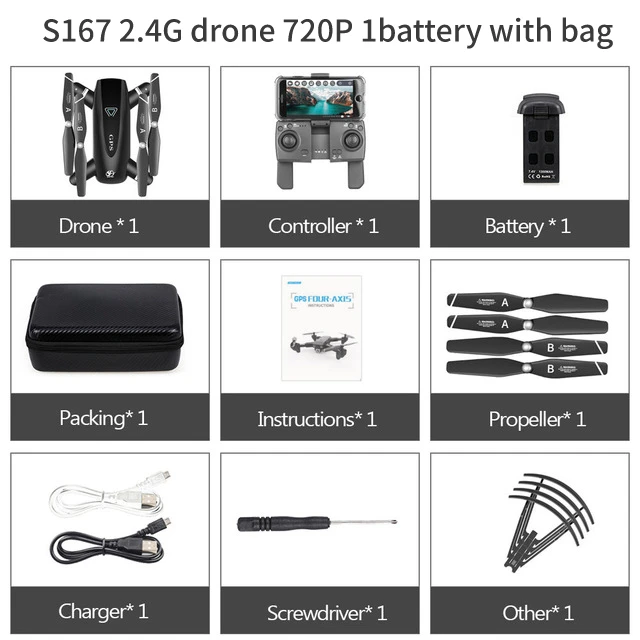 2.4g gps 720p 1B S167 Дрон gps 4K HD камера 5G Wi-Fi FPV складной селфи дроны Профессиональный 600 м Контроль расстояния следуя за мной RC Квадрокоптер - Цвет: 2.4g gps 720p 1B