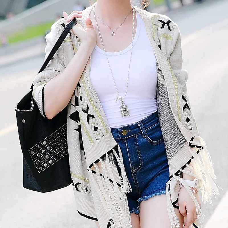 

NAQIT 2020 New Fashion Small Shawl Knit Cardigan Jacket Irregular Fringe Edge