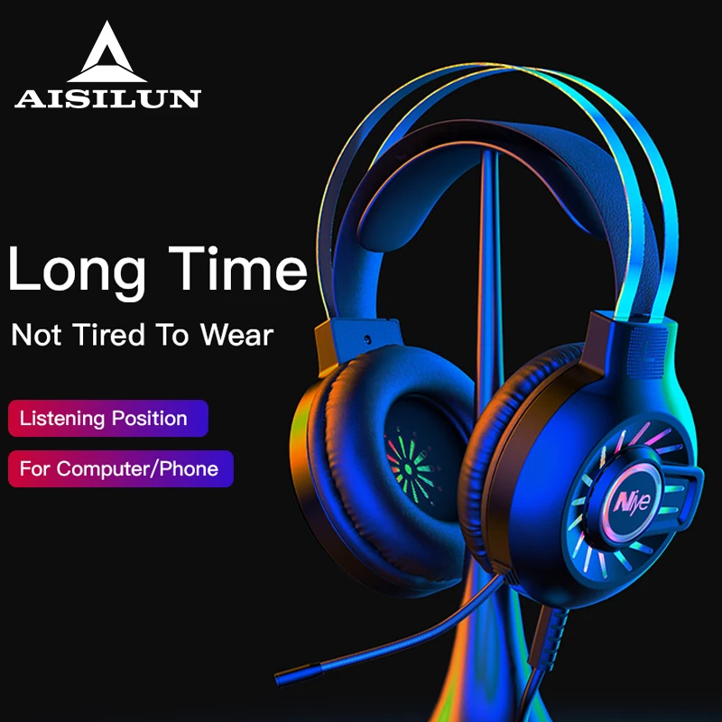 Professional Gaming Headphone Headset Gamer Wired USB PC Computer 7 1 Surround Sound Bass Stereo Sealed Ear Headset Mic Laptop