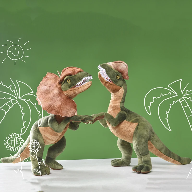 Juguete de peluche de dinosaurio Jurassic Park para niños, figura de lagartija doble, juguete de peluche, regalo para niños