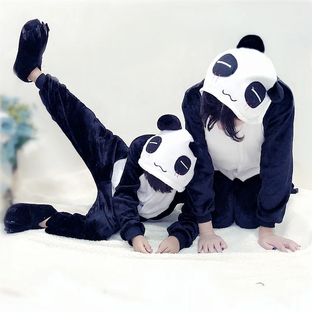 Afirmar Semicírculo gritar Pijama de Panda peludo para hombre y mujer, ropa de dormir Unisex con  dibujos de animales, para invierno - AliExpress