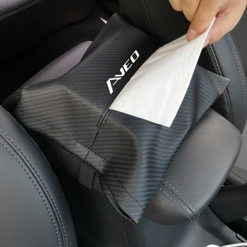 

For Chevrolet Aveo Carbon Fiber Grain Leather Car Armrest Box Tissue Bag Car Interior Accessories