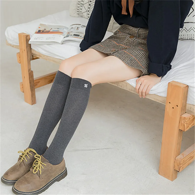 Новые модные и корейские Хлопковые гольфы с двойной вышивкой, 3 шт. однотонные носки в студенческом стиле