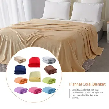 

100*140cm Solid Color Flannel Coral Blanket Plain Color Velvet Blanket Knee Blanket Comfortable Convenient Blanket