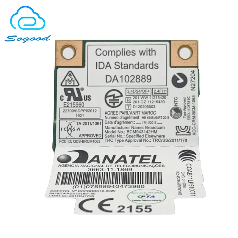 Сетевая карта Broadcom BCM943142HM BT4.0 Wi Fi для Lenovo G400 G410 G500 G510 G405 G505 E431 E531 E430C E145 FRU 04W3836| |