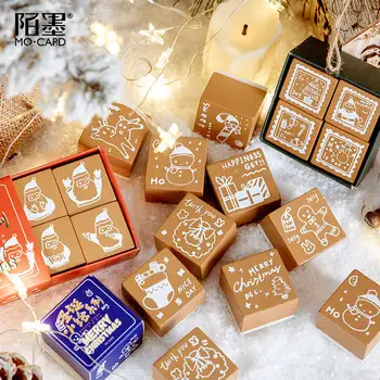 

Vintage Christmas Candy Elk Series Stamps DIY Wooden Rubber Sweet Xmas Gift Stationery Scrapbooking Standard Stamp Crafts