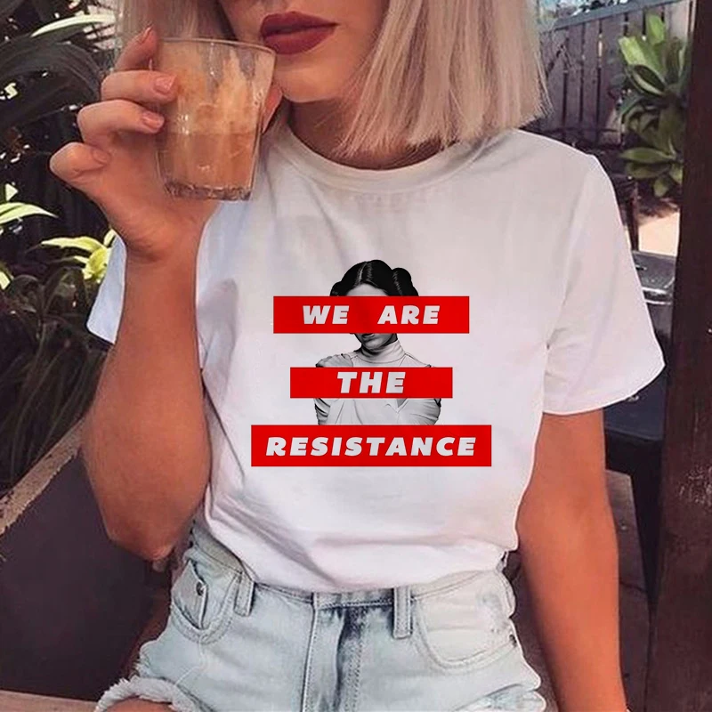 Яркая женская футболка с надписью «We Are The Resistance» Ulzzang Harajuku, Прямая поставка, Корейская одежда