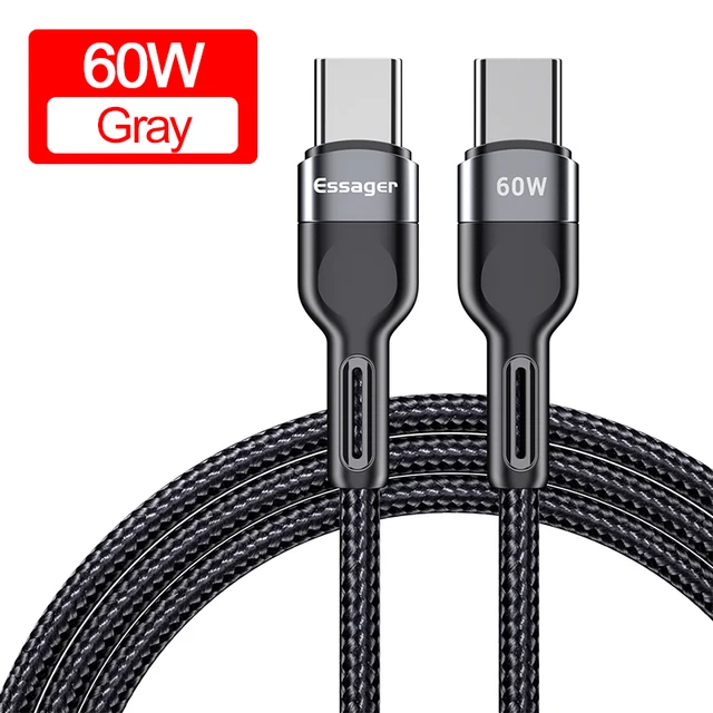 Kabel USB C Essager 60W USB Type C To USB C za $0.89 / ~3.30zł https://ae01.alicdn.com/kf/H610b501126414943b298b71c7534b718q/Essager-100W-USB-typ-C-na-USB-C-kabel-USB-C-PD-szybka-adowarka-przew-d.jpg_640x640.jpg
