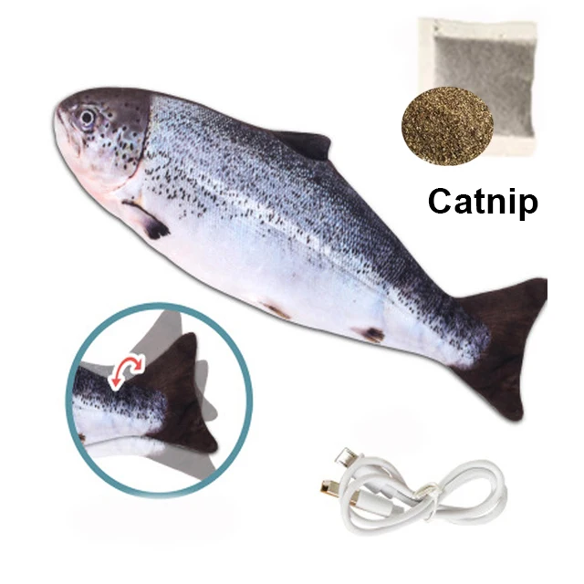 Cat Toy Fish USB Electric Charging Simulation Fish Catnip Cat Pet Chew Bite Interactive Cat Toys Dropshiping Floppy Wagging Fish 