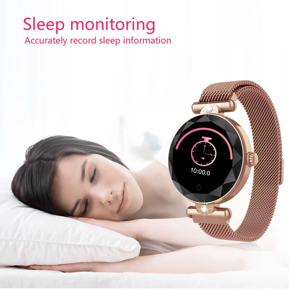 H12 Female Crystal Stainless Smart Bracelet Waterproof Disc Color Screen Watch Call Reminder Heart Rate Movement