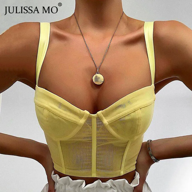 Женский укороченный топ на бретельках JULISSA MO, летний пикантный черный топ бюстье без рукавов, повседневный укороченный топ|Топы| | АлиЭкспресс