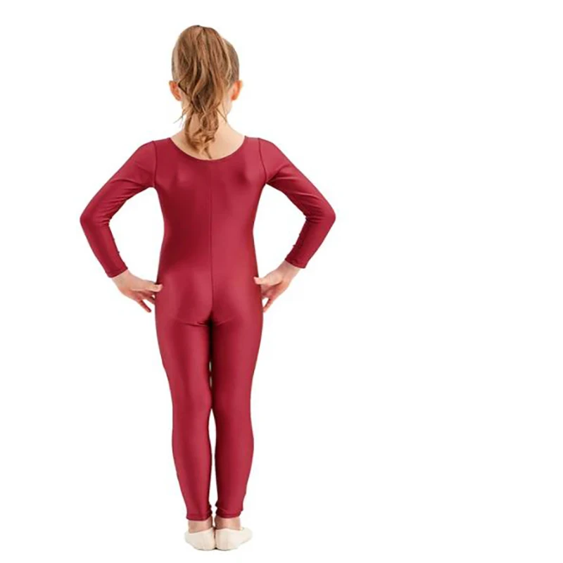 SPEERISE Girls Long Sleeve Unitard Boys Skin Tight Jumpsuit Spandex Full Body Scoop Neck Ballet Costumes