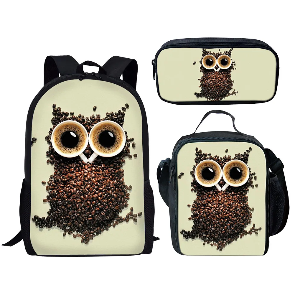 Student Anime Owl Print Backpack for Kids Book Bags Children Schoolbags Back to School Boy Girl Mochila Women Mini Taddle Bag