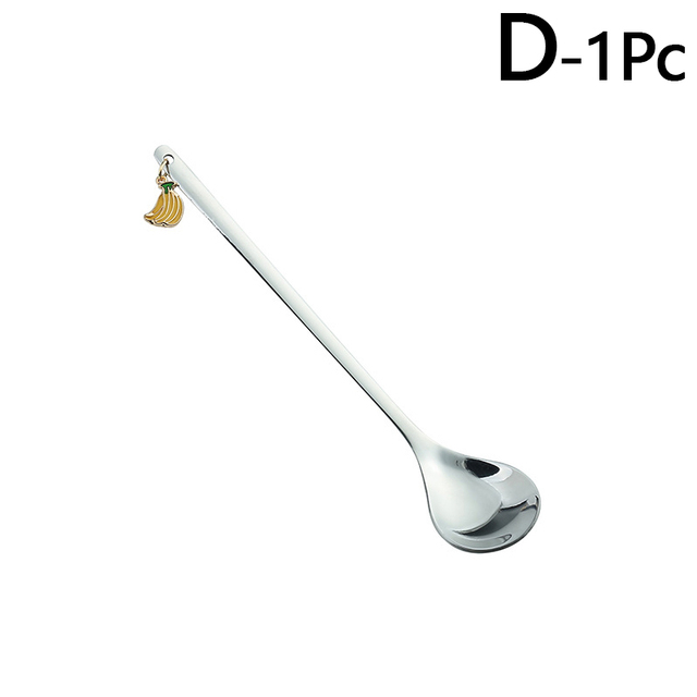 Fruit Pendant Coffee Spoons Teaspoon Mixing Stirring Dessert Spoon Table Decor Christmas Party Gift Kitchen Tool