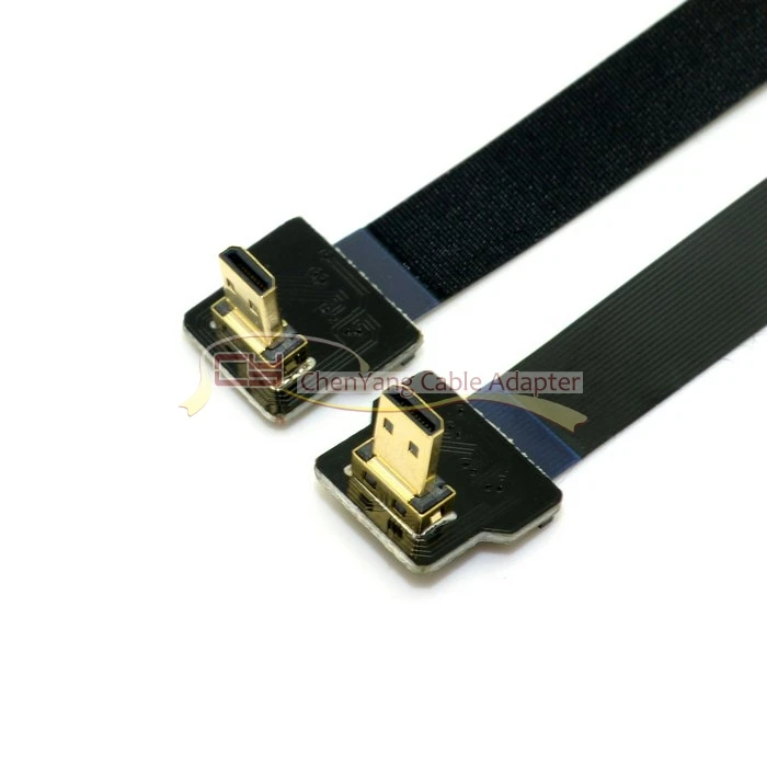 0,1 м 0,2 м 90 градусов вниз угловой FPV Micro HDMI штекер HDMI FPC плоский кабель для GoPro, Hero 4, GH4, BMPCC, A5000, A6000, A7R