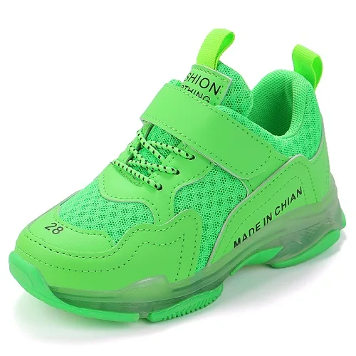 Сетчатые кроссовки для мальчиков и девочек; Новинка года; повседневные школьные кроссовки для детей ясельного возраста; зеленый желтый оранжевый цвет - Цвет: Зеленый