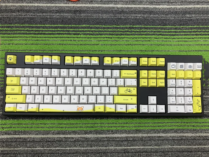 Yellow cat 108Keycap Серый Кот колпачки PBT вишня Высота 5 поверхностей красящая лента для возгонки колпачки механическая клавиатура установить pbt красящая лента для возгонки - Цвет: Yellow cat 108Keycap