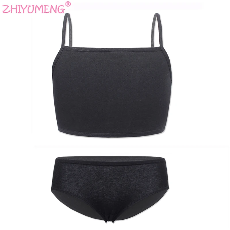 

Baby Girls bra set Cotton/Spandex Lingerie and Briefs Adolescente 8-12Years monolayer summer Suit Sport Young Little 1 set