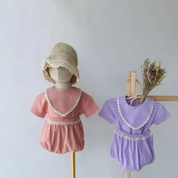 

2020 Korea Style Babys Girls 3 Pcs Set T-Shirt+Shorts+Bib Summer Cotton Fashion Cotton Babys Suits 6-24 month QH205