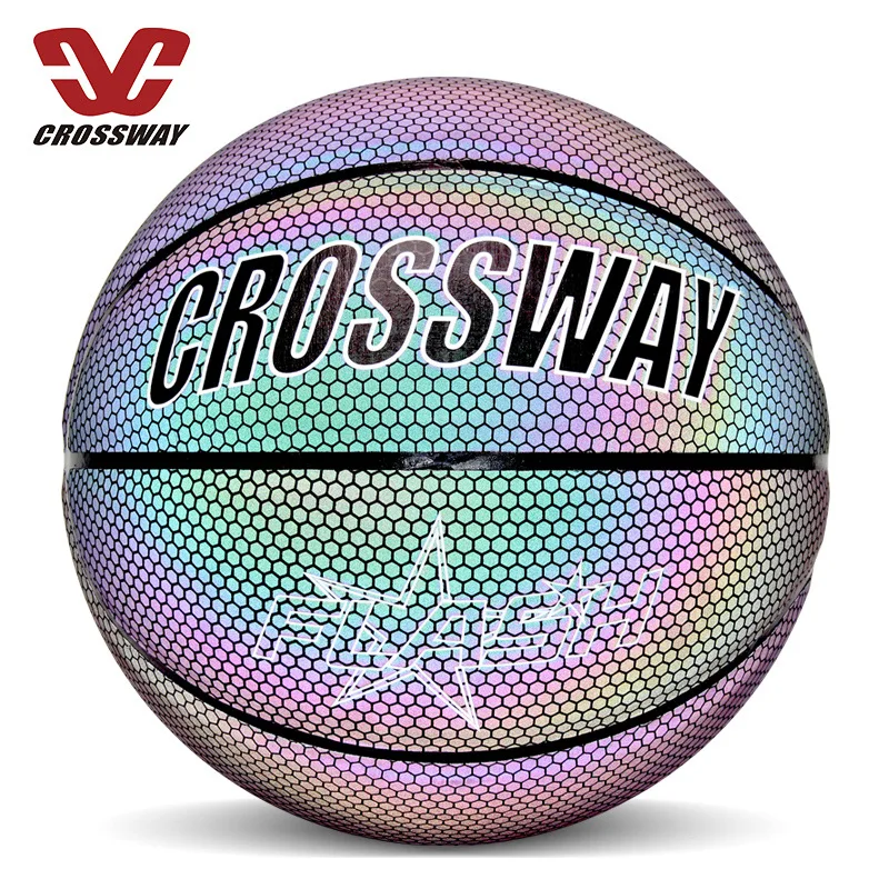 Новый светоотражающий баскетбольный мяч CROSSWAY для мужчин 7 дюймов модное Сетчатое