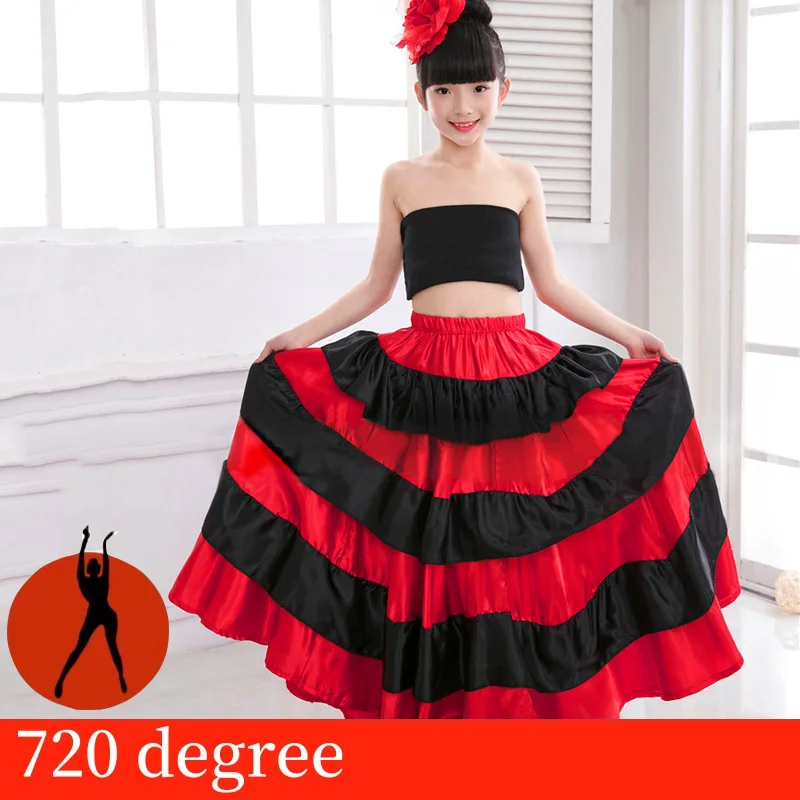 Детская юбка в стиле фламенко, испанское платье Цыганская юбка для девочек, красное платье с Фламенго, платье для сцены, танцев - Цвет: style 1 720