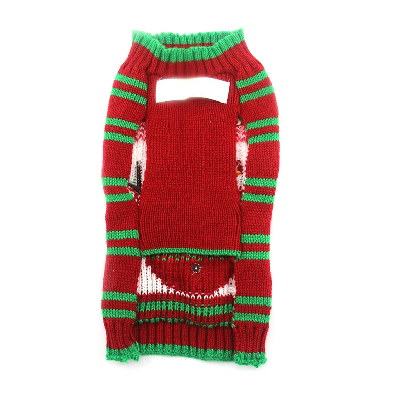 Милая Рождественская домашняя собака в полоску, свитер с воротником-хомутом Санта, собаки, щенок, осенне-зимний теплый костюм, Новогодняя одежда для домашних животных, котов x