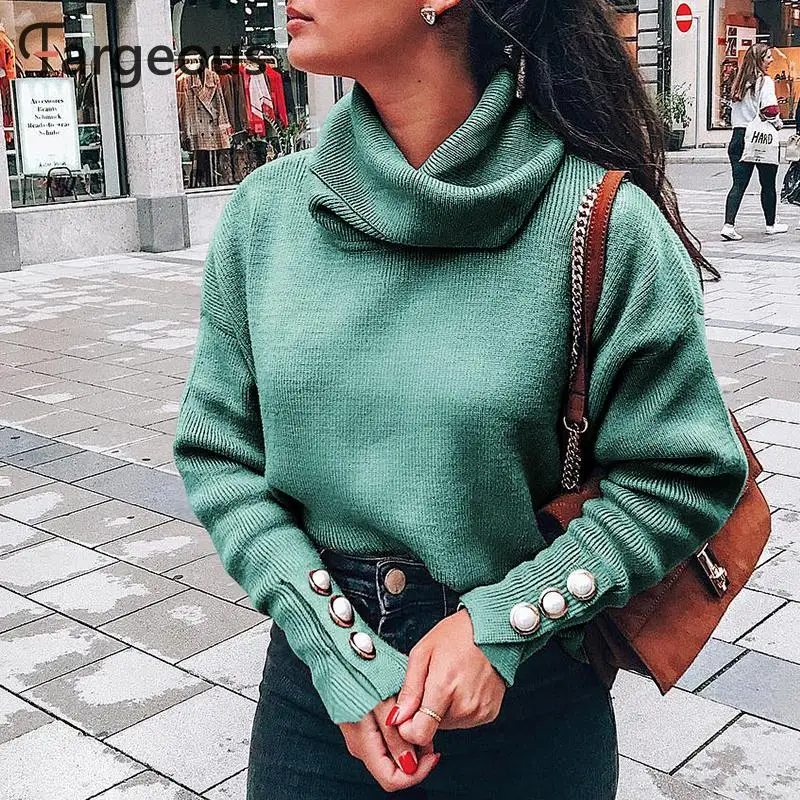  NLW Casual Turtleneck Sweatshirts Women Streetwear Fashion Button Sweat Hoodies 2019 Autumn Winter 