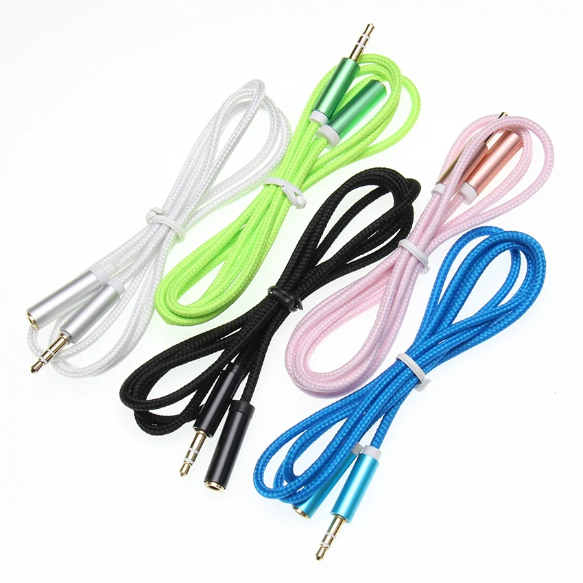 3 5mm Braid Frosted AUX Cables Headphone Extension Cable Jack Male To Female for Computer Extender Cord Audio Cables 300pcs lot
