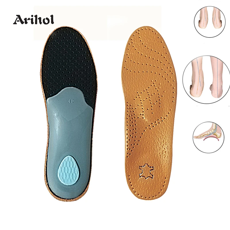 Кожаная ортопедическая поддержка для стопы стельки для плоских ног вставка коврик унисекс упругие стельки для подошвенного фасцита