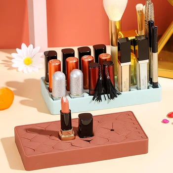 

Silicone Lipstick Holder Cosmetic Storage Box Makeup Organizer Storage Box Eyebrow Pencil Lip Gloss Storage Desktop Finishing