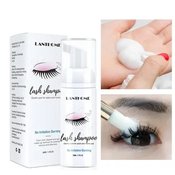 

50ml Eyelash Extensions Brush Shampoo Kit Eye Lash Cleaning Foam Pump Design No Stimulation Makeup Clean Eyelash Extension Glue