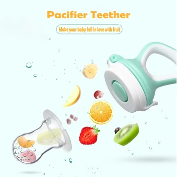

2Pcs Baby Teether Toy Safely Food Silicone Bite Bag Anti-eating Hand Teether All-round Easy-grip Handle eating Fruit pacifier