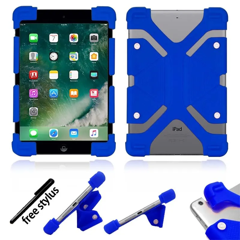 KK&LL For Apple iPad Pro 10.5" 9.7" 11"()- Tablet Shockproof Silicone Stand Cover Case+ Stylus - Цвет: blue