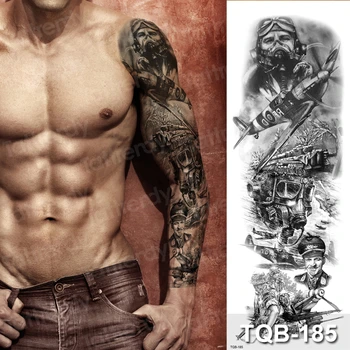 

mechanical temporary tattoos men large full arm tatoo sleeve men boys planet skull lion fake tattoo black guns n roses tattoo