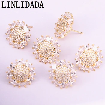 

8Pair CZ Gold Stud Earrings Micro Pave Crystal Zirconia Flower Earrings for Women Wedding Jewelry