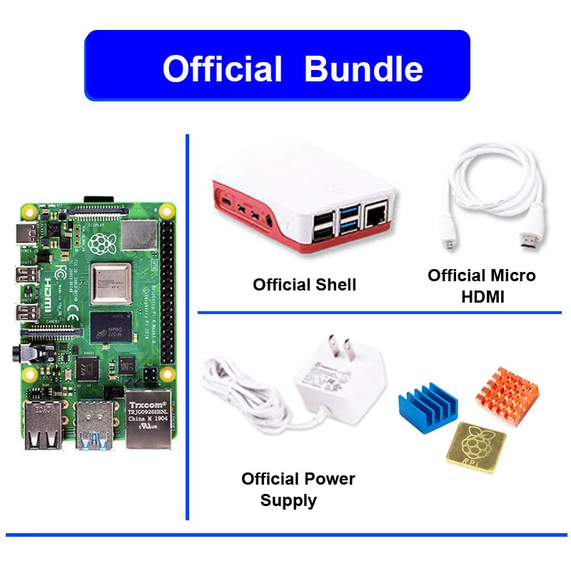 Официальный Raspberry Pi 4 Модель B 4B с 1/2/4 GB Оперативная память 1,5 ГГц 2,4/5,0 ГГц WI-FI Bluetooth5.0 чехол вентилятор охлаждения радиатора Питание