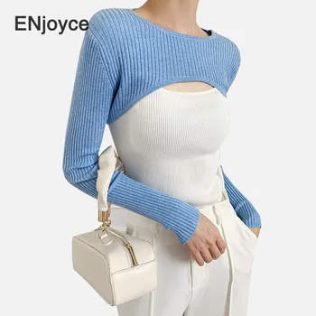

Spring Autumn New Fashion Sexy Irregular Long Sleeve Knitted Cape Shawl for Women Tailored Design Pullover Shawl Short Crop Top