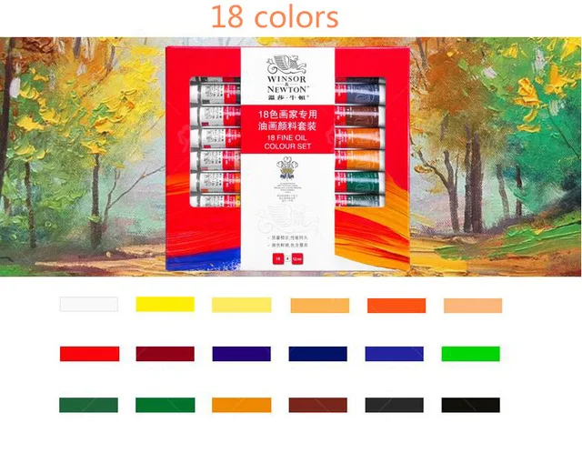 18COLOR Winsor& Newton, 12/18 цветов, профессиональный набор масляных красок для художника, масляная краска, рисование, художественные краски, принадлежности - Цвет: 18COLOR
