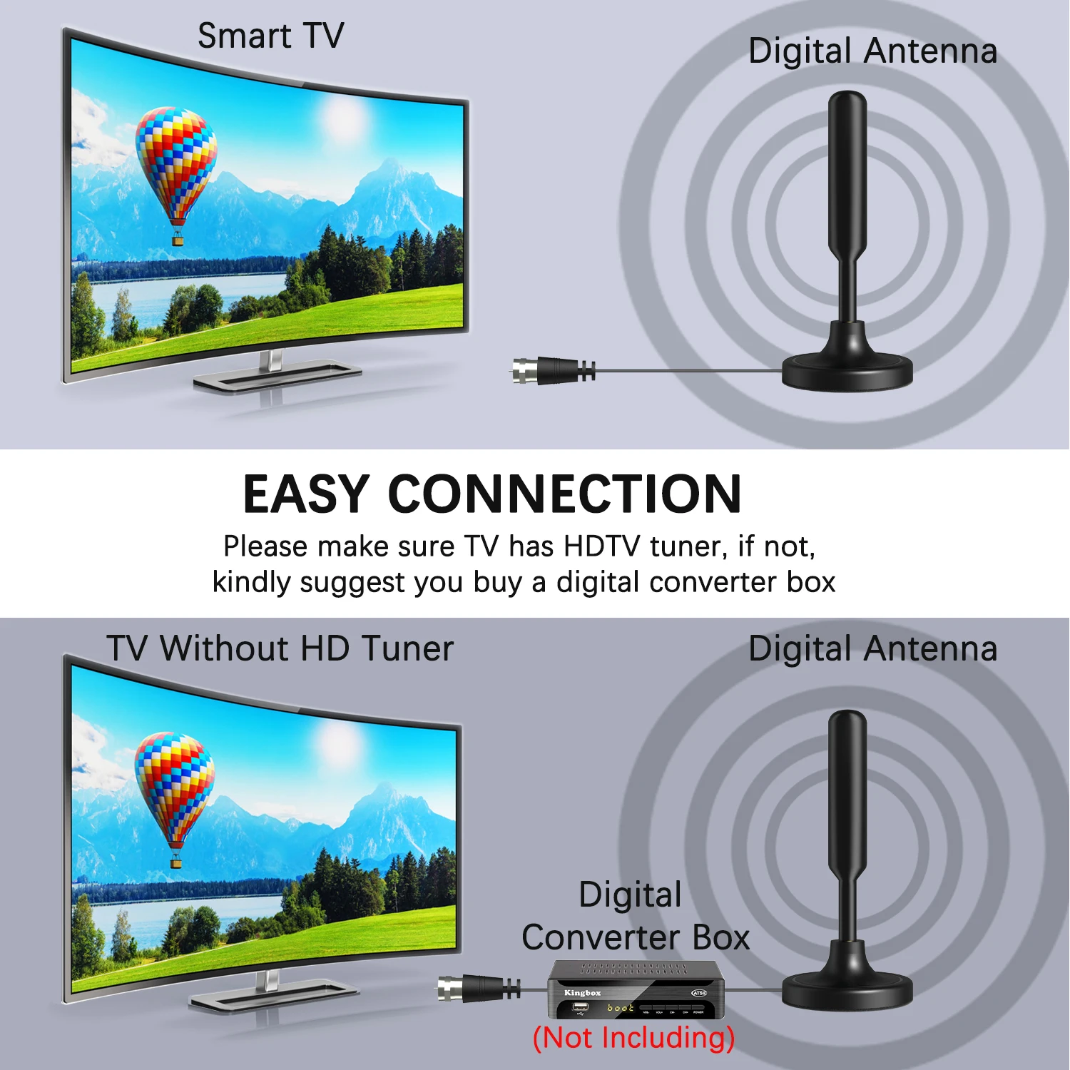 TV Antenna Digital HDTV Amplified 3600 Mile Range Indoor Outdoor w/Magnetic Base