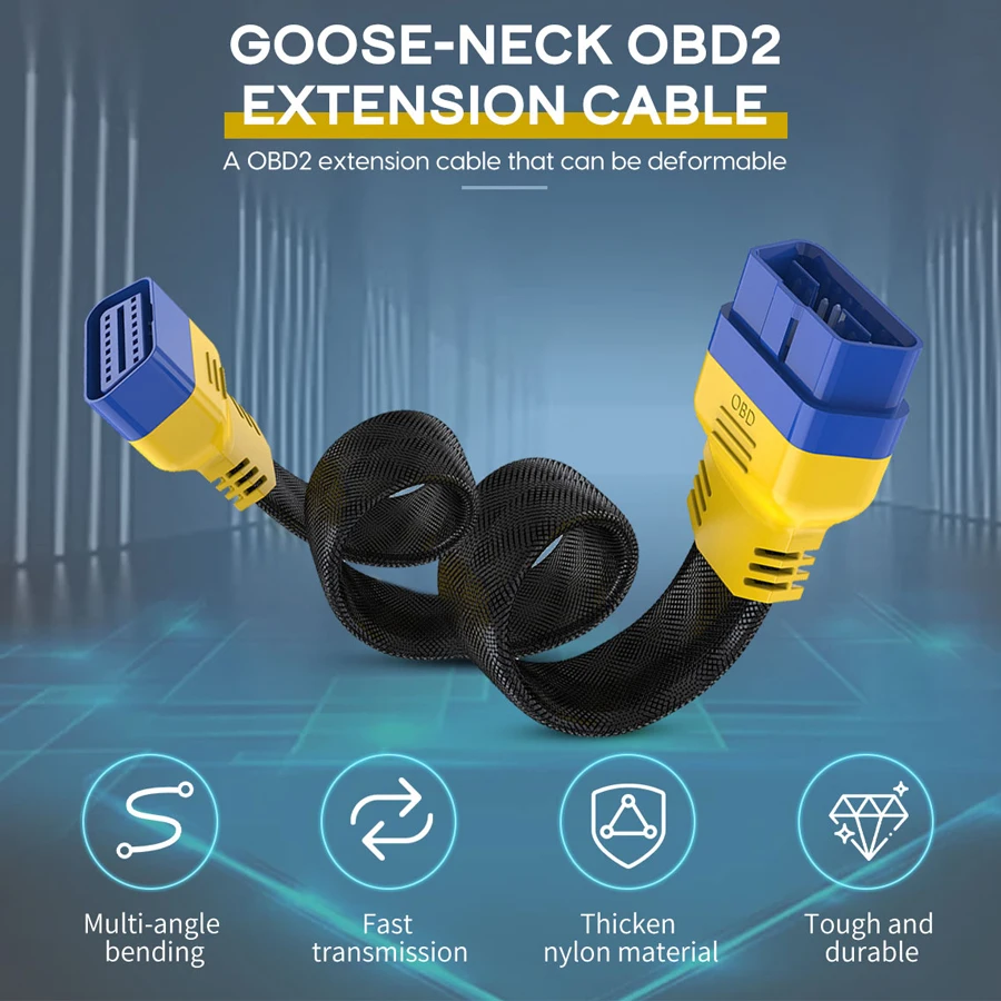 

AUTOOL 60cm 16PIN Car OBD2 Extension Cable Gooseneck OBDII Cable Enhanced Flexible Male To Female For Launch Easydiag/ELM327