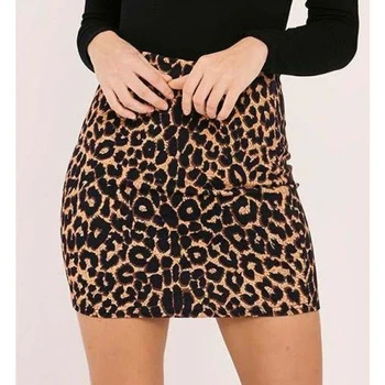 

Women's Leopard Mini Skirt Printed High Waist Sexy Pencil Hip Skinny Nightclub Casual Short Clubwear Elegant Straight Soft Skirt