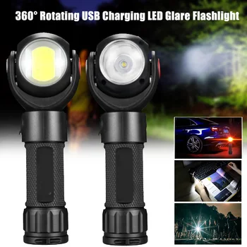 

360 Degree Rotating Magnet LED USB Chargeable Flashlight Torch Work Light for Outdoor Lighting KSI999